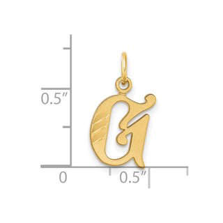 14K Yellow Gold Diamond-cut Letter G Initial Charm