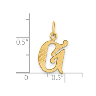 14K Yellow Gold Diamond-cut Letter G Initial Charm