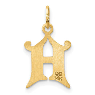 14K Yellow Gold Diamond-cut Letter H Initial Charm