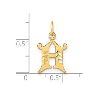 14K Yellow Gold Diamond-cut Letter H Initial Charm