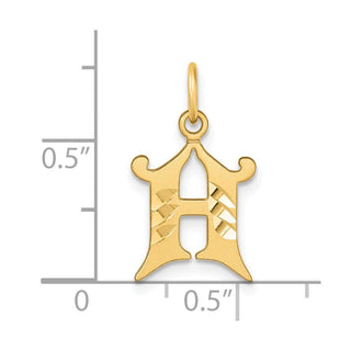 14K Yellow Gold Diamond-cut Letter H Initial Charm
