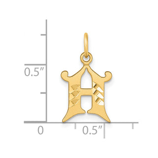 14K Yellow Gold Diamond-cut Letter H Initial Charm