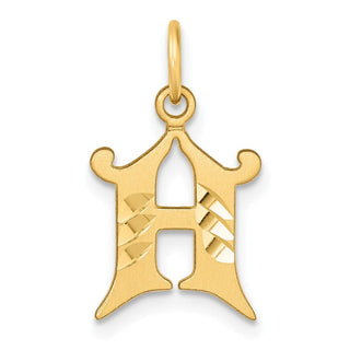 14K Yellow Gold Diamond-cut Letter H Initial Charm