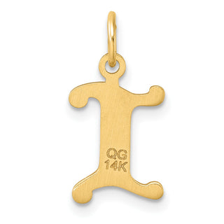 14K Yellow Gold Diamond-cut Letter I Initial Charm