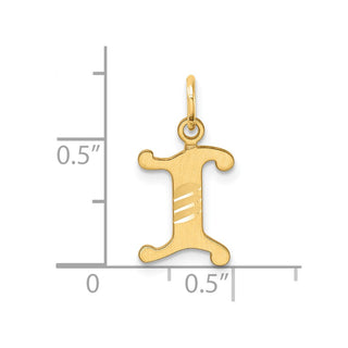 14K Yellow Gold Diamond-cut Letter I Initial Charm