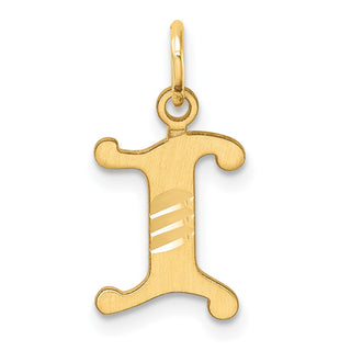 14K Yellow Gold Diamond-cut Letter I Initial Charm