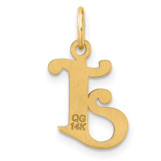 14K Yellow Gold Diamond-cut Letter J Initial Charm