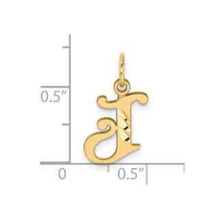 14K Yellow Gold Diamond-cut Letter J Initial Charm