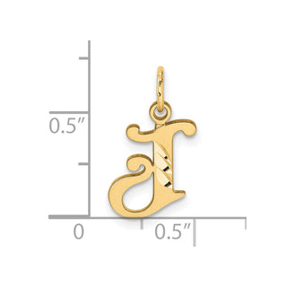 14K Yellow Gold Diamond-cut Letter J Initial Charm