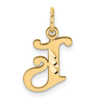 14K Yellow Gold Diamond-cut Letter J Initial Charm