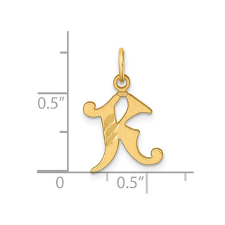 14K Yellow Gold Diamond-cut Letter K Initial Charm