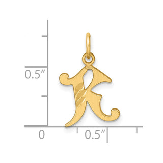 14K Yellow Gold Diamond-cut Letter K Initial Charm