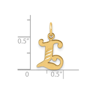 14K Yellow Gold Diamond-cut Letter L Initial Charm