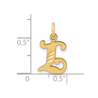 14K Yellow Gold Diamond-cut Letter L Initial Charm