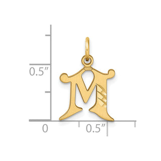 14K Yellow Gold Diamond-cut Letter M Initial Charm