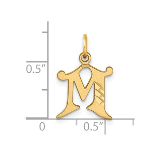 14K Yellow Gold Diamond-cut Letter M Initial Charm