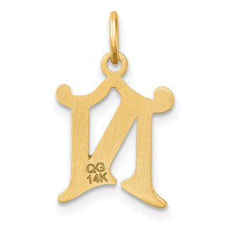 14K Yellow Gold Diamond-cut Letter N Initial Charm