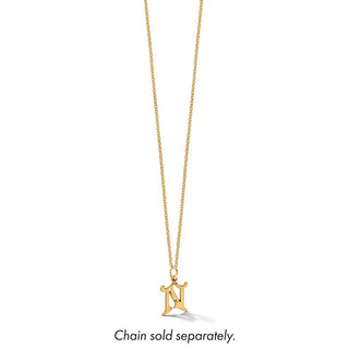 14K Yellow Gold Diamond-cut Letter N Initial Charm