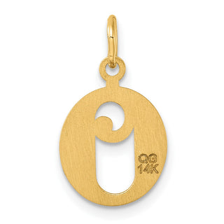 14K Yellow Gold Diamond-cut Letter O Initial Charm