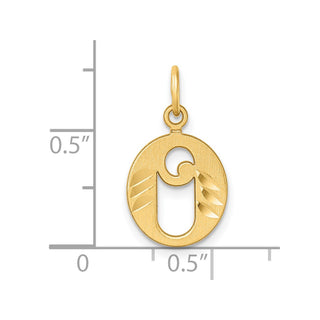 14K Yellow Gold Diamond-cut Letter O Initial Charm