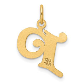 14K Yellow Gold Diamond-cut Letter P Initial Charm