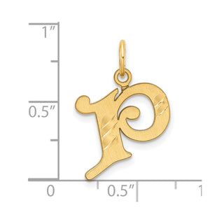 14K Yellow Gold Diamond-cut Letter P Initial Charm