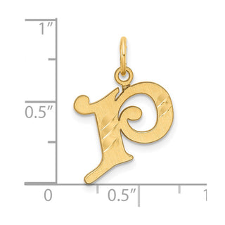 14K Yellow Gold Diamond-cut Letter P Initial Charm