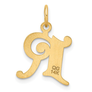 14K Yellow Gold Diamond-cut Letter R Initial Charm