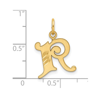 14K Yellow Gold Diamond-cut Letter R Initial Charm
