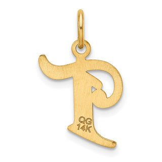 14K Yellow Gold Diamond-cut Letter T Initial Charm