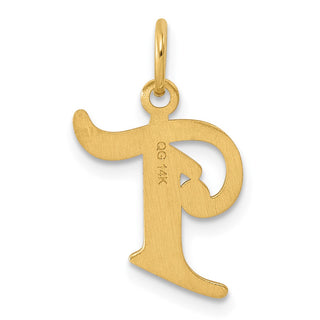 14K Yellow Gold Diamond-cut Letter T Initial Charm