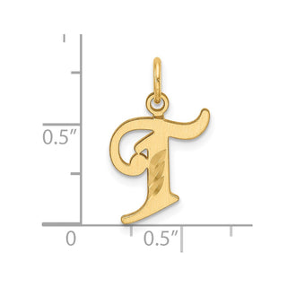 14K Yellow Gold Diamond-cut Letter T Initial Charm