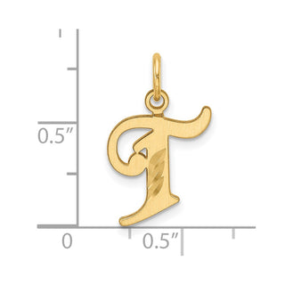 14K Yellow Gold Diamond-cut Letter T Initial Charm