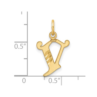 14K Yellow Gold Diamond-cut Letter V Initial Charm