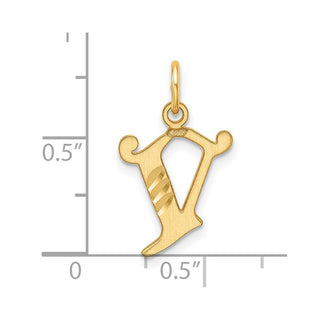 14K Yellow Gold Diamond-cut Letter V Initial Charm