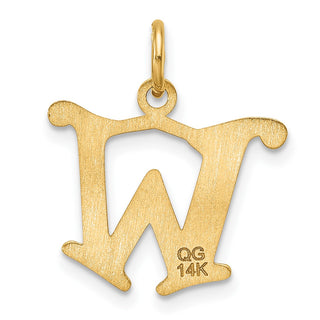 14K Yellow Gold Diamond-cut Letter W Initial Charm