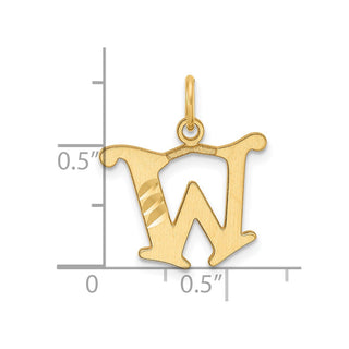 14K Yellow Gold Diamond-cut Letter W Initial Charm
