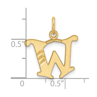 14K Yellow Gold Diamond-cut Letter W Initial Charm