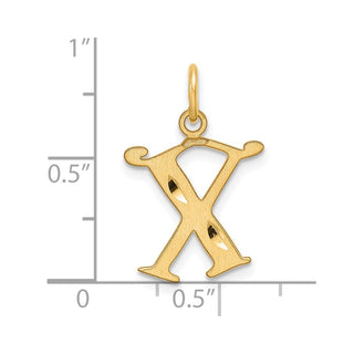 14K Yellow Gold Diamond-cut Letter X Initial Charm
