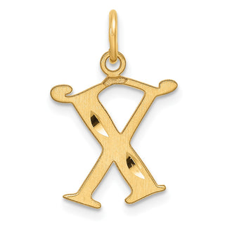 14K Yellow Gold Diamond-cut Letter X Initial Charm