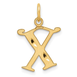 14K Yellow Gold Diamond-cut Letter X Initial Charm