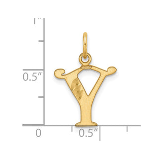 14K Yellow Gold Diamond-cut Letter Y Initial Charm