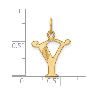 14K Yellow Gold Diamond-cut Letter Y Initial Charm