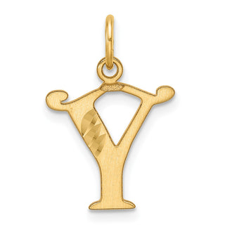 14K Yellow Gold Diamond-cut Letter Y Initial Charm