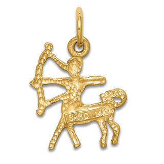 14k Yellow Gold Satin Diamond-cut Sagittarius Zodiac Charm C484