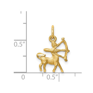 14k Yellow Gold Satin Diamond-cut Sagittarius Zodiac Charm C484