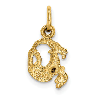 14k Yellow Gold Satin Diamond-cut Capricorn Zodiac Charm C485