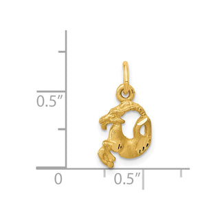 14k Yellow Gold Satin Diamond-cut Capricorn Zodiac Charm C485