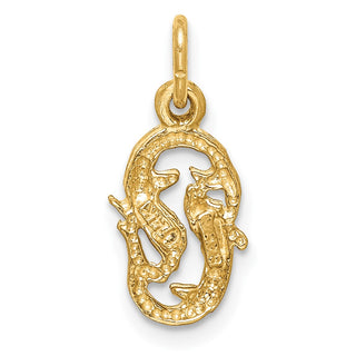 14k Yellow Gold Satin Diamond-cut Pisces Zodiac Charm C487