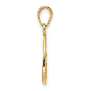 14K Yellow Gold and Rhodium-plating Polished and Diamond-cut Flower Circle Pendant